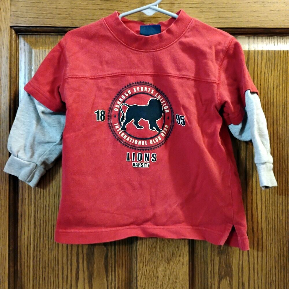 2T OskKosh Red Varsity Toddler Double Sleeve Long Sleeve Tee